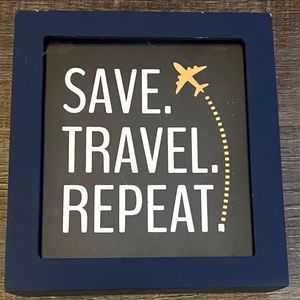 New “Save, Travel, Repeat” Clear Front Wooden Coin Bank